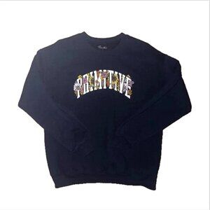 Primitive Floral Logo Crewneck Sweatshirt Navy Blue Size Medium